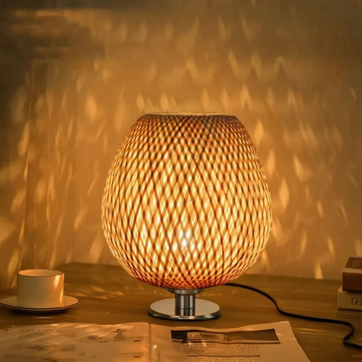 LuminaNatura - Designová Pletená Stolní Lampa
