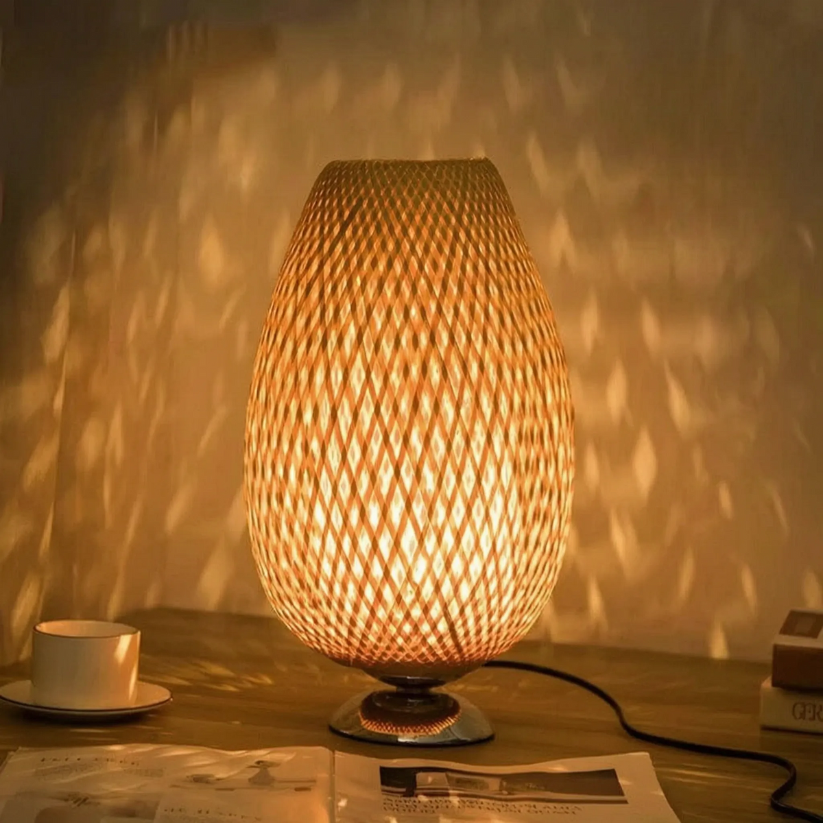 LuminaNatura - Designová Pletená Stolní Lampa